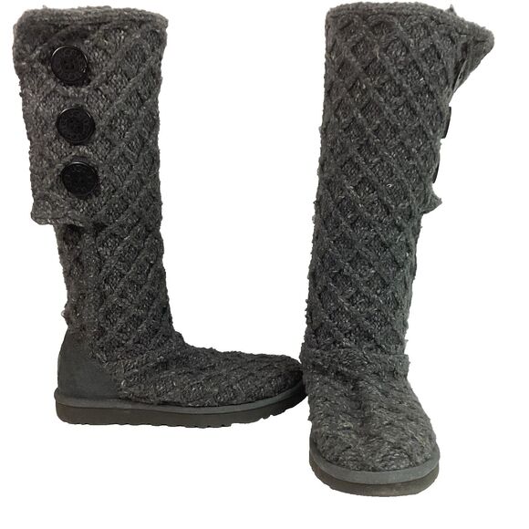 UGG Shoes - UGG Lattice Cardy - Women's Sz 7 - Gray Knit - Knee-High Boots - 3066